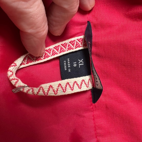 Vintage Women's Red Hooded Rain Jacket Casual Lightweight Windbreaker - Picture 11 of 12